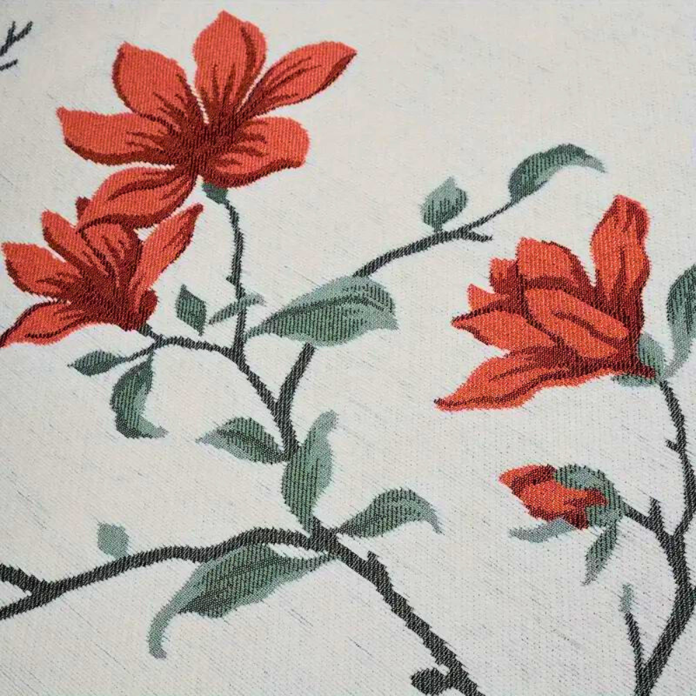 Floral throw with fringes