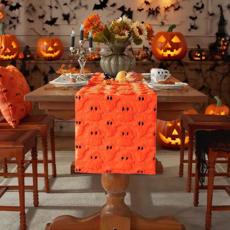 Halloween table runner with ghosts