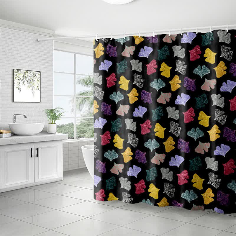 Shower curtain with ginkgo leaves