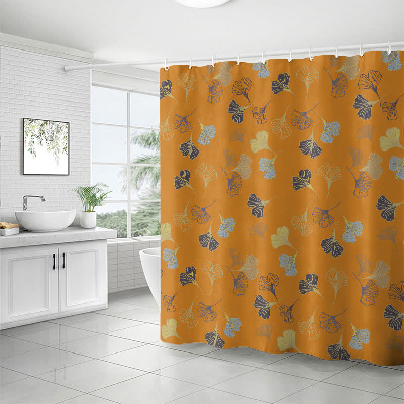 Shower curtain with ginkgo leaves