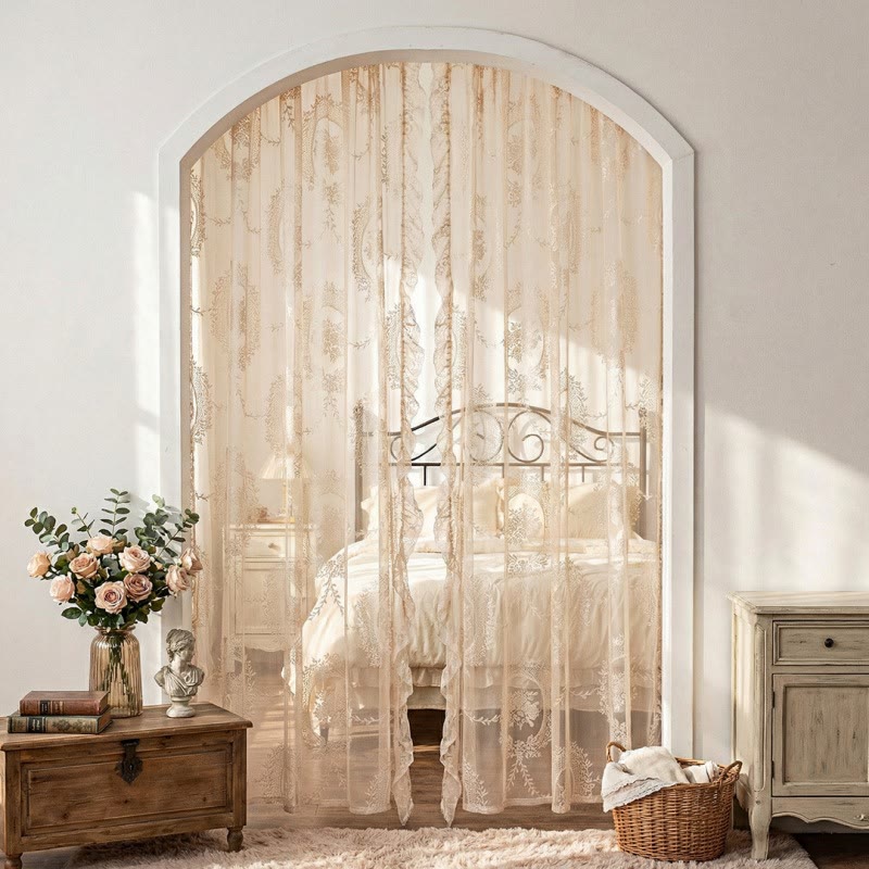 Sheer curtain with lace