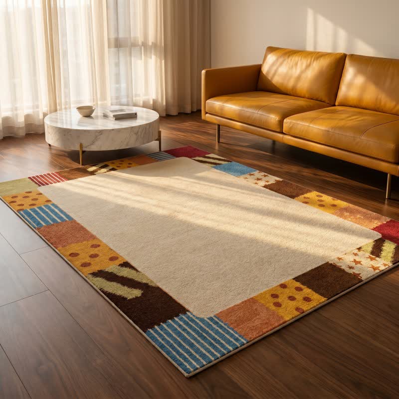 Dywan patchwork z obramowaniem do prania