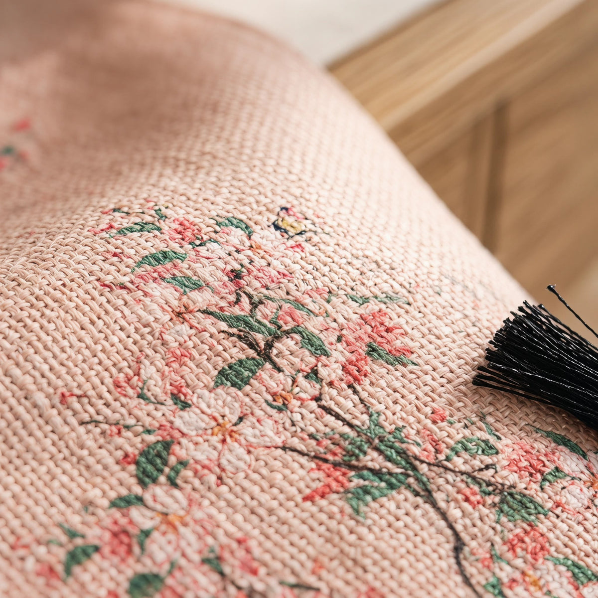 Table runner with apple blossom flowers
