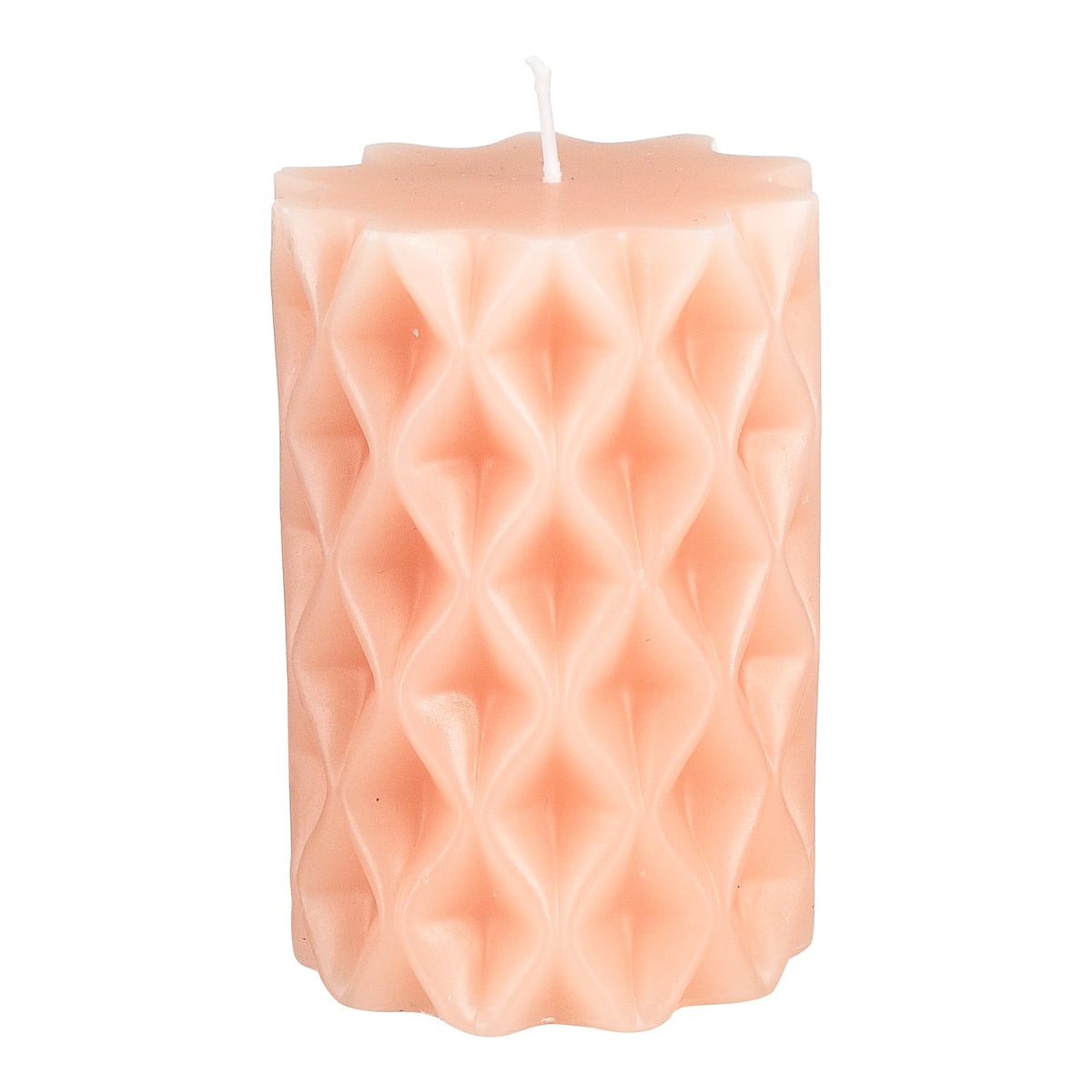 Pink cylindrical candle with diamonds