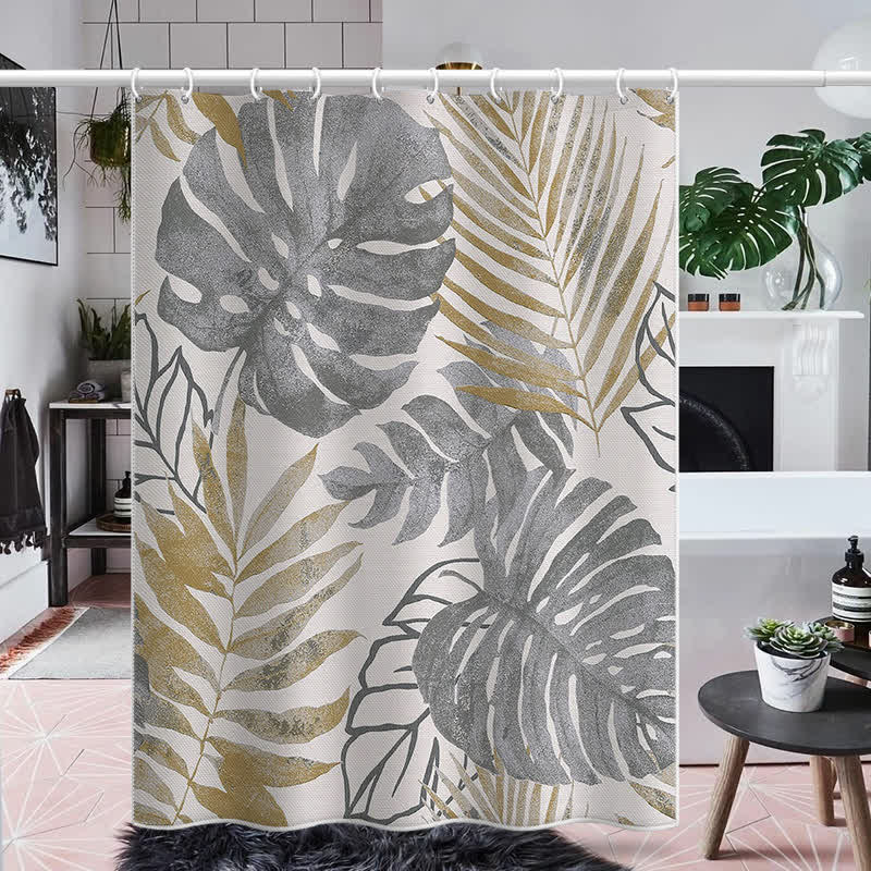 Rideau de douche orné de motifs de monstera