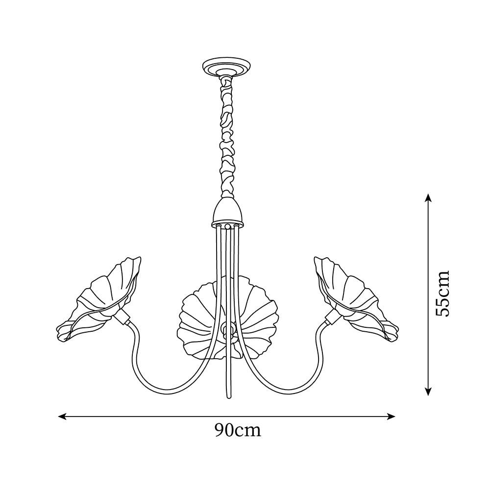 Chandelier with leaf-shaped shades