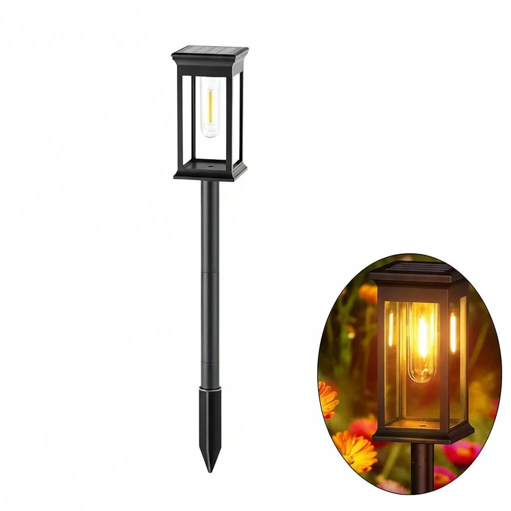 Solar garden light with ground mounting