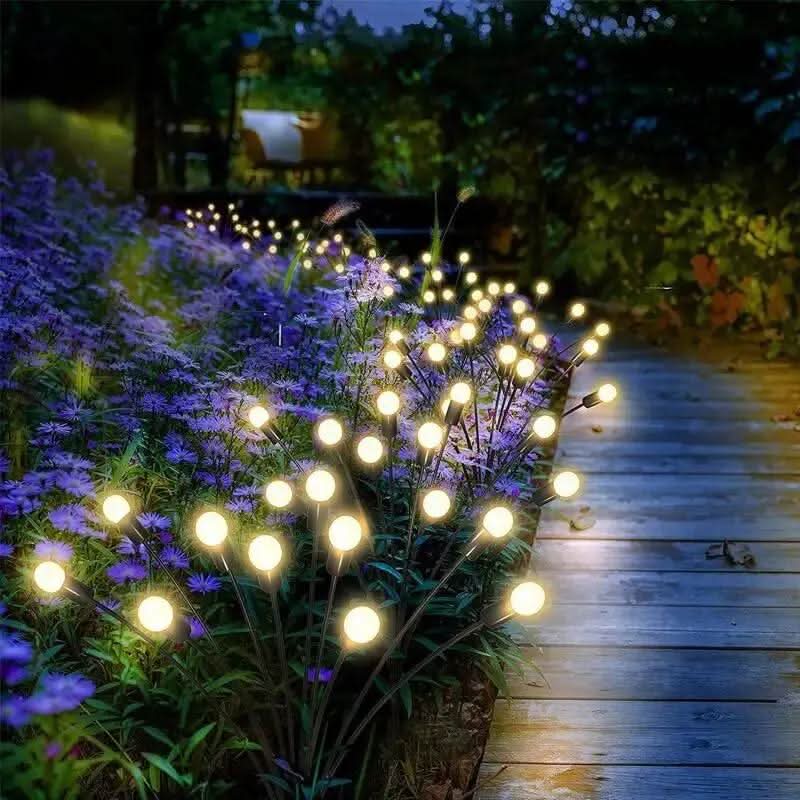 Solar lights on flexible rods