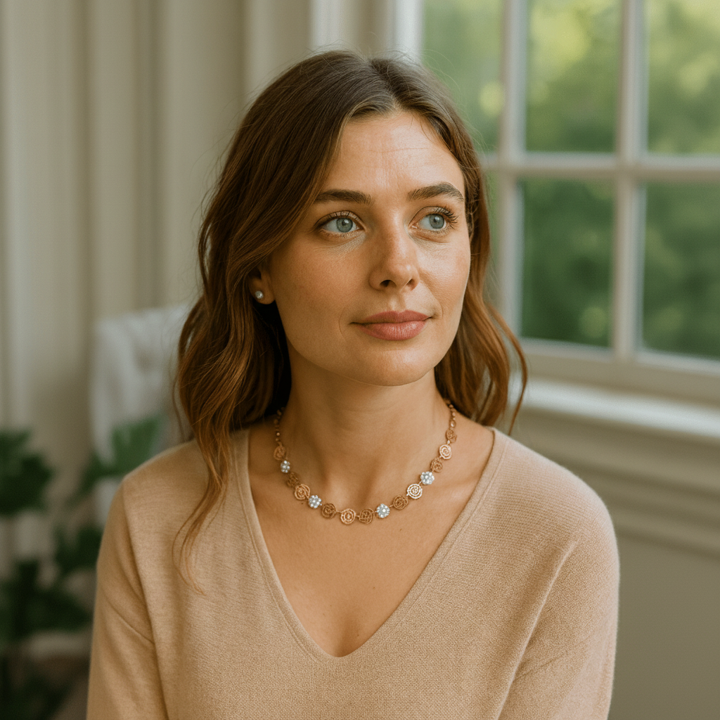 Choker and earrings with green stones