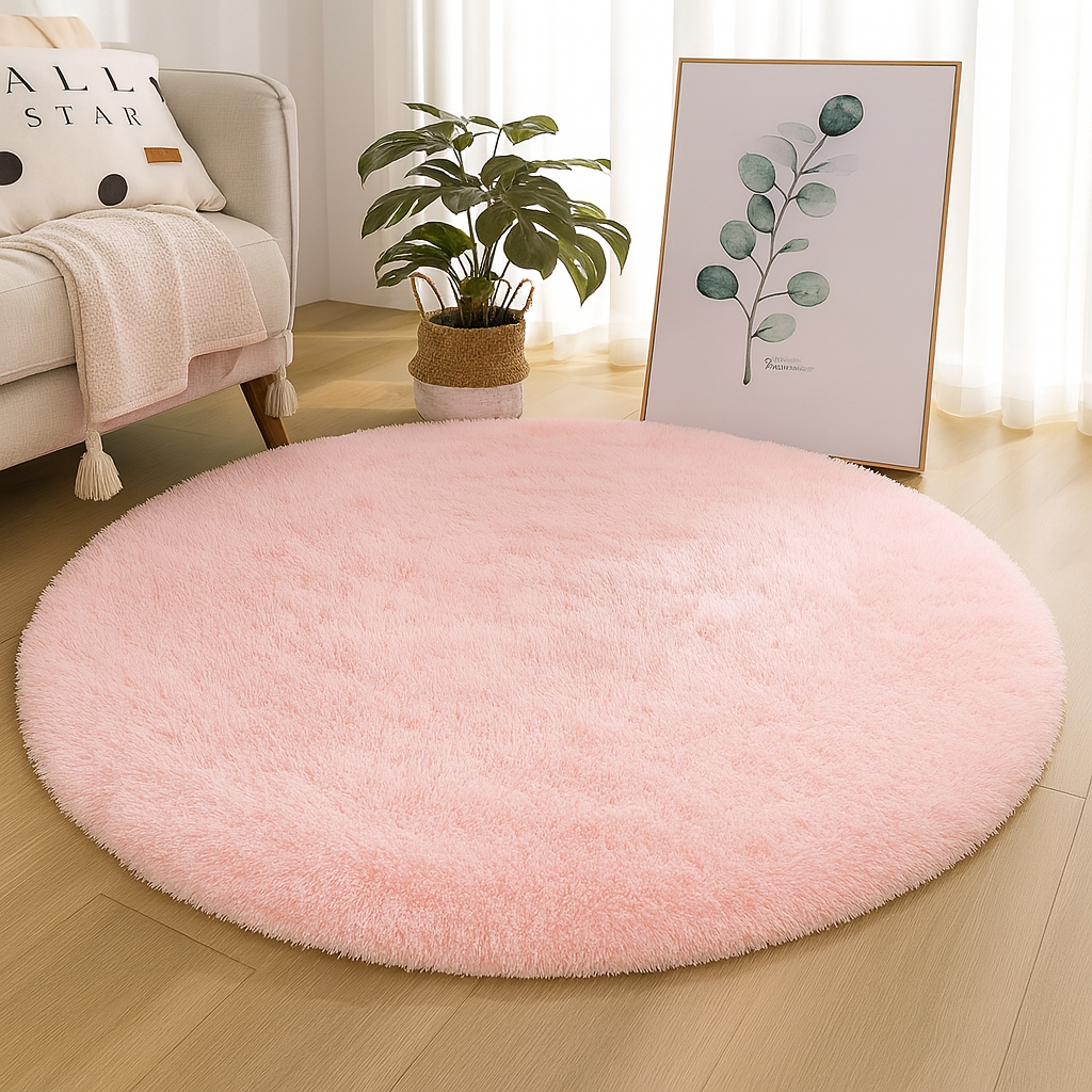 Round shaggy rug