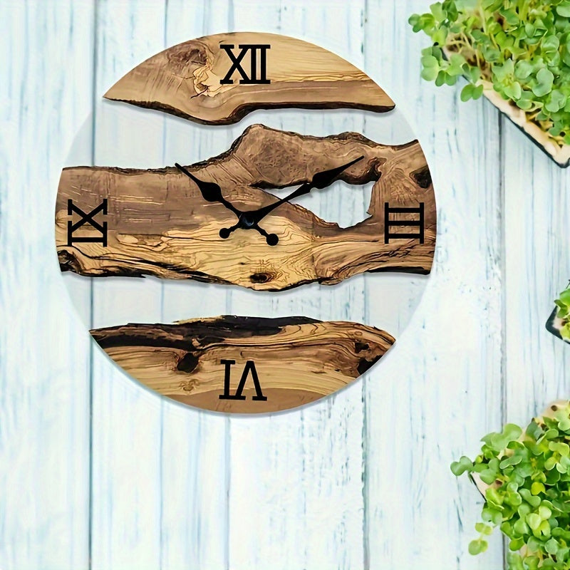 Wooden wall clock with Roman numerals