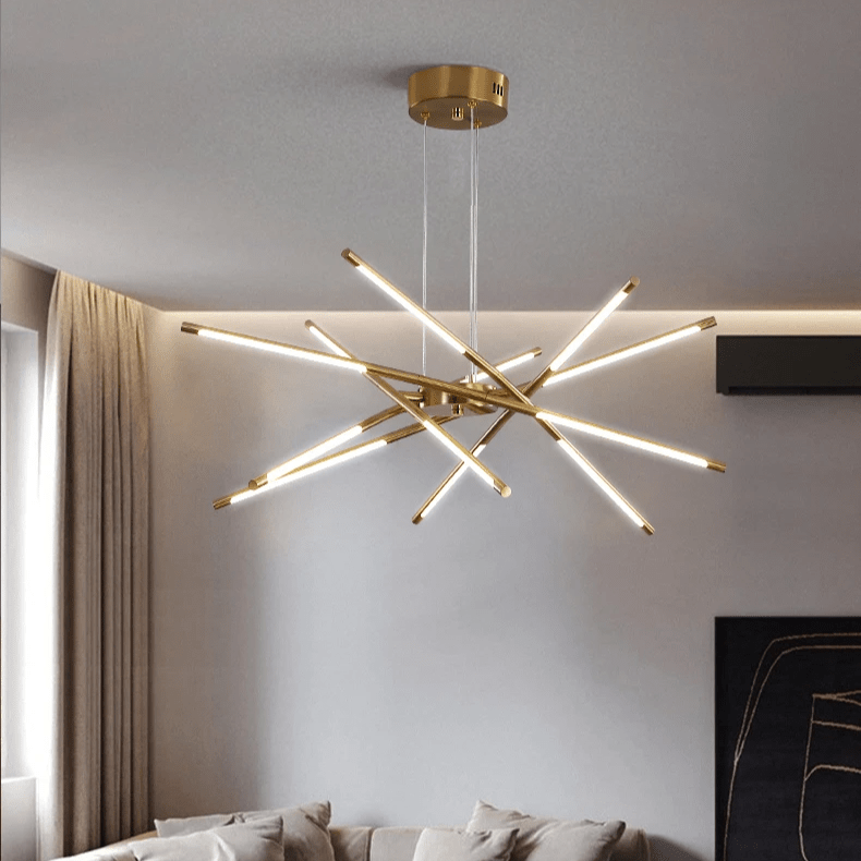 Zlatý 10bodový LED lustr