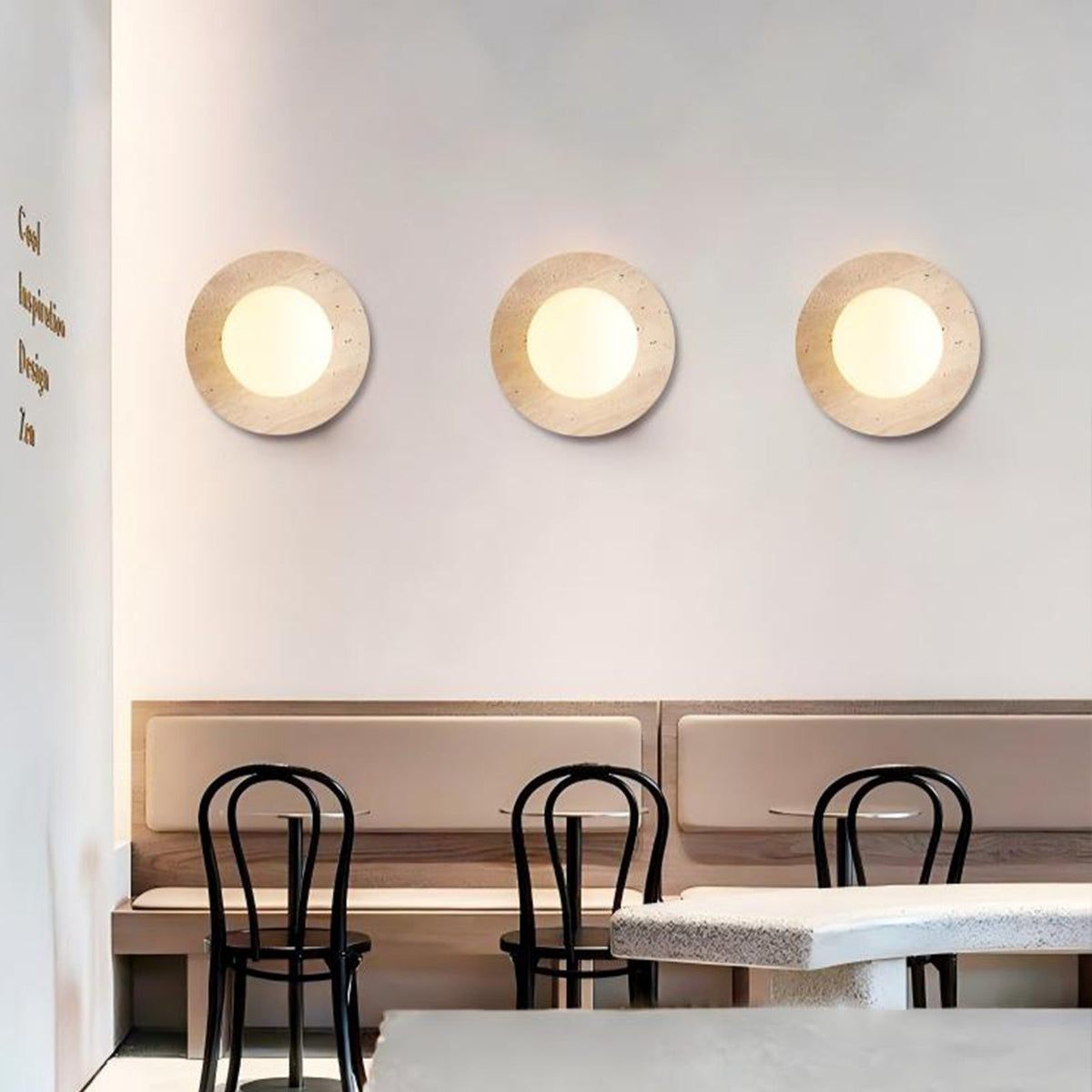 Round stone LED wall lamp