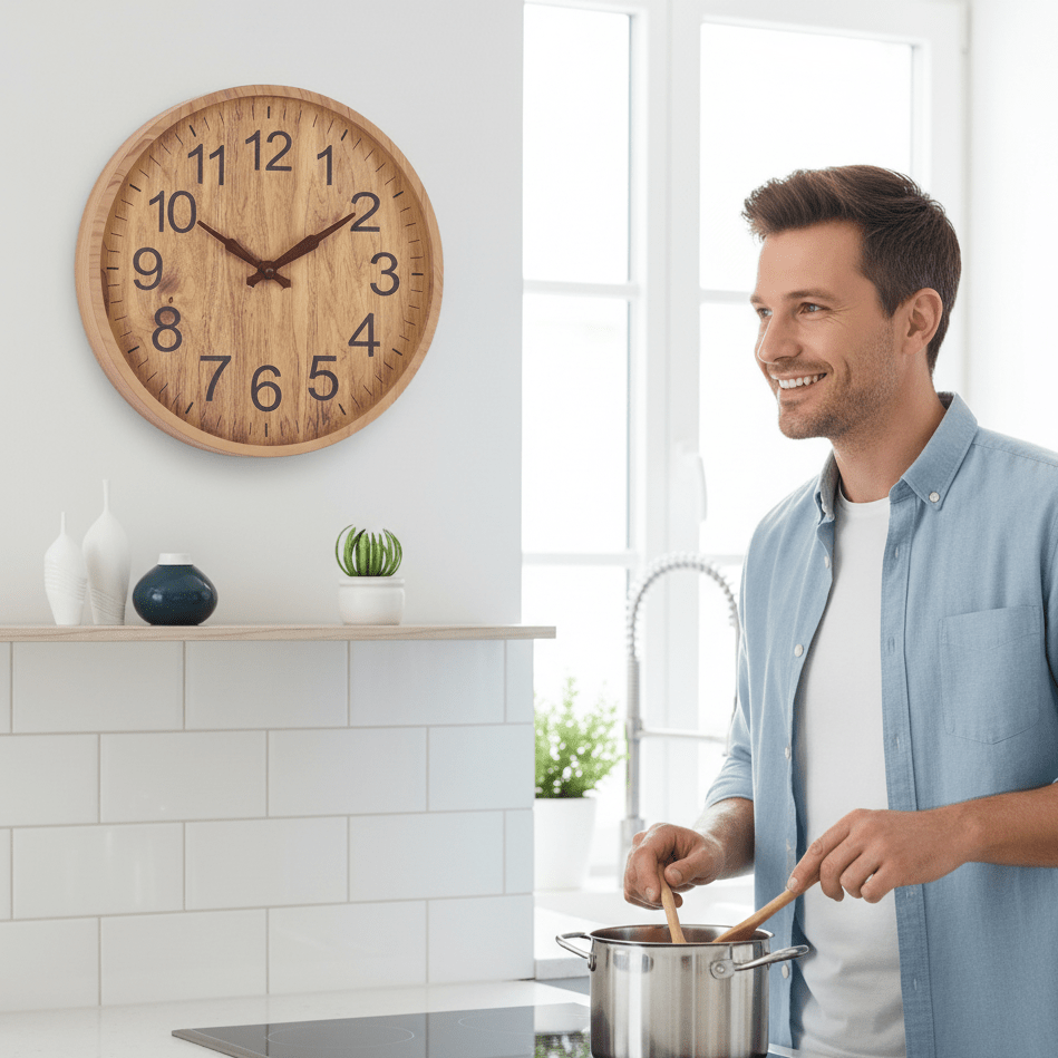 Horloge murale imitation bois silencieuse