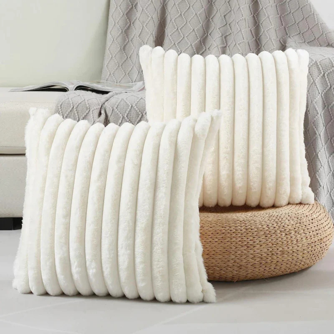 Ribbed plush decorative pillow