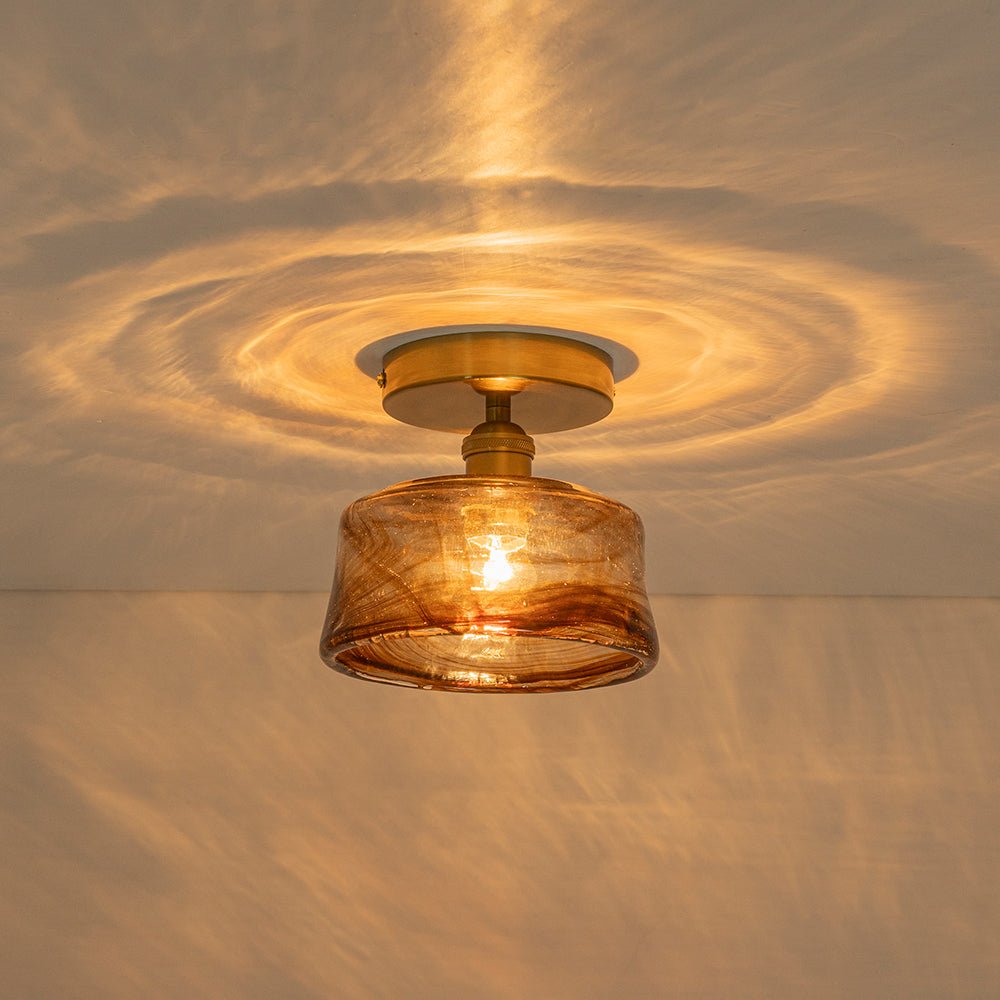 Plafonnier en verre ambré