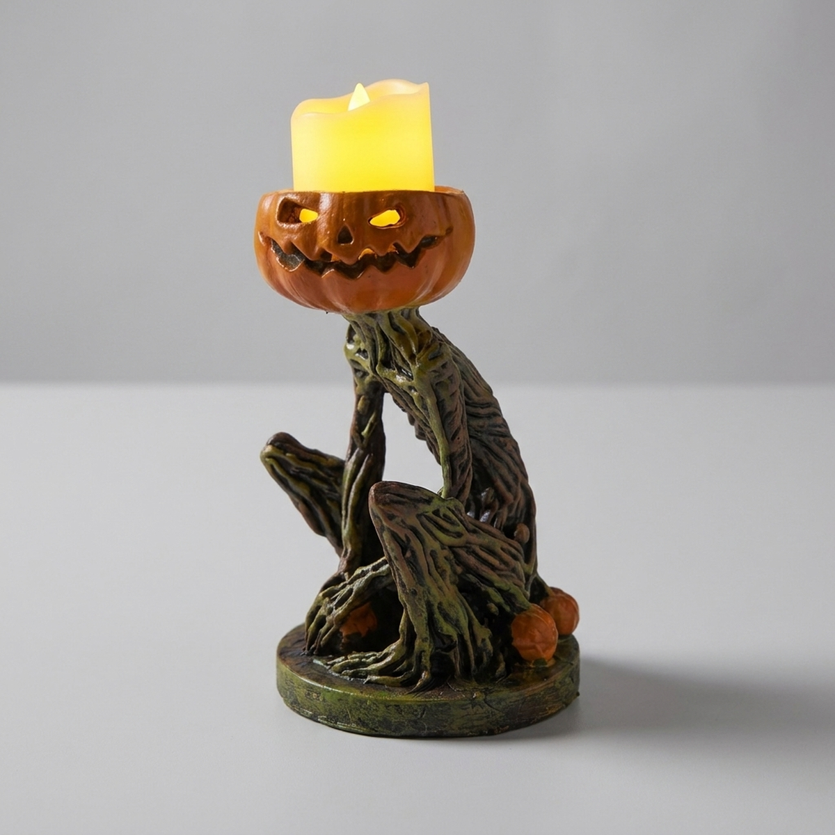 Pumpkin with an illuminated LED candle