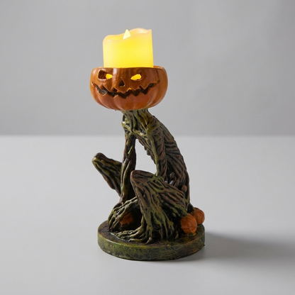 Pumpkin with an illuminated LED candle