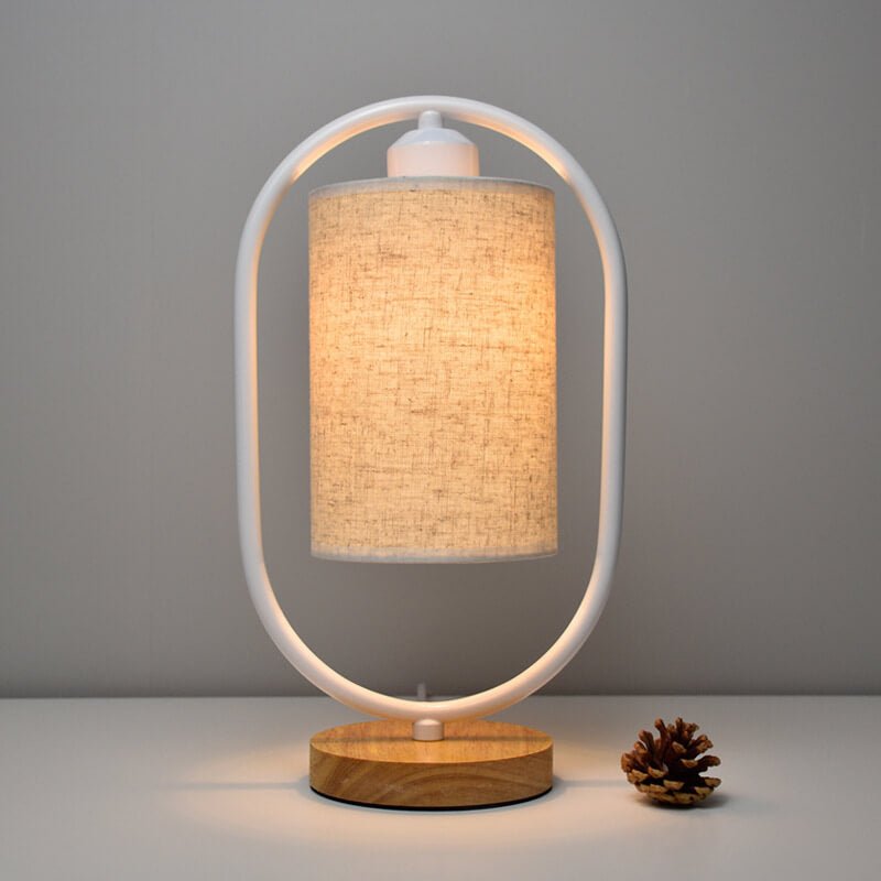 Lampe de table avec abat-jour et bois