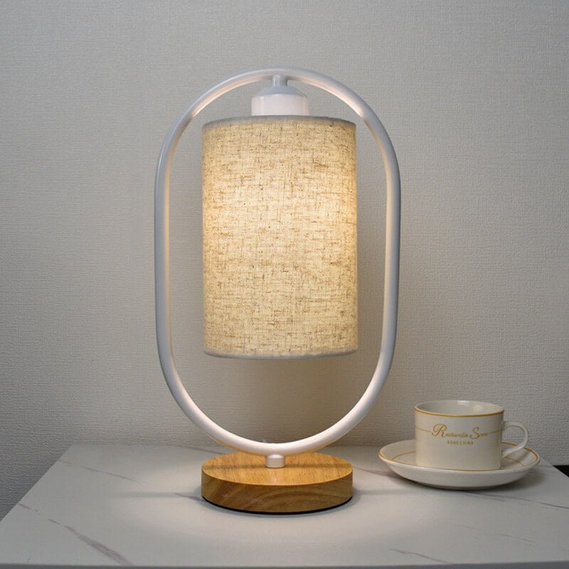 Lampe de table avec abat-jour et bois
