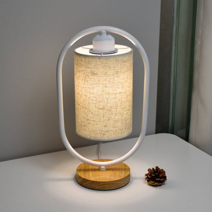 Lampe de table avec abat-jour et bois