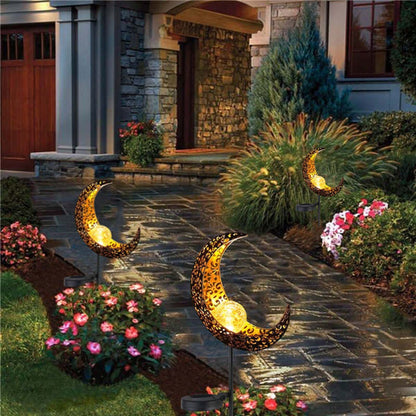 Lampe solaire de jardin en verre et métal