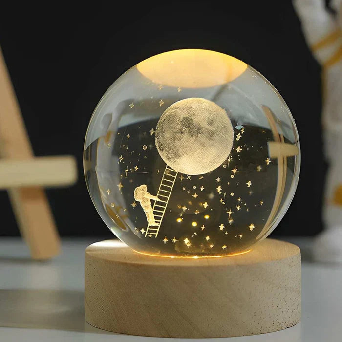 Noční LED lampička koule s 3D gravírováním