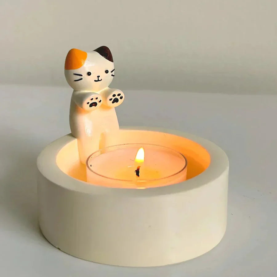 Cat-shaped candle holder