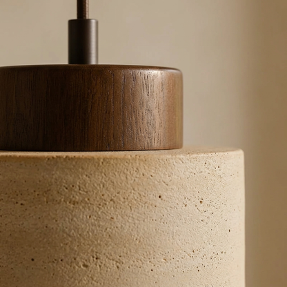 Pendant lamp made of travertine and wood