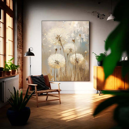 Tableau de pissenlits sur toile