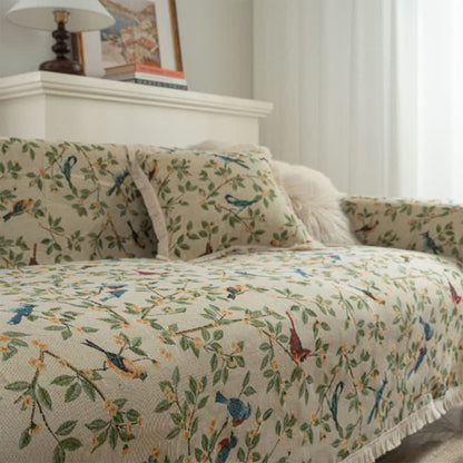 Pokrowiec na sofę kwiaty i ptaki