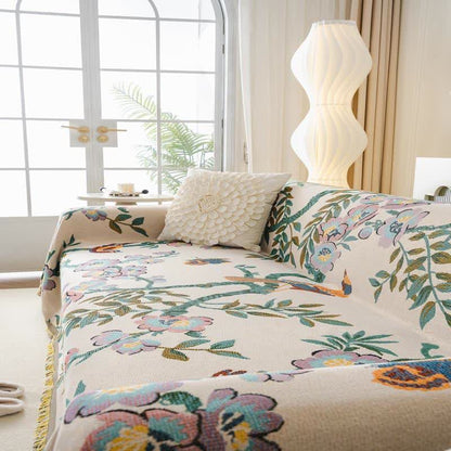 Sofa cover with tassels