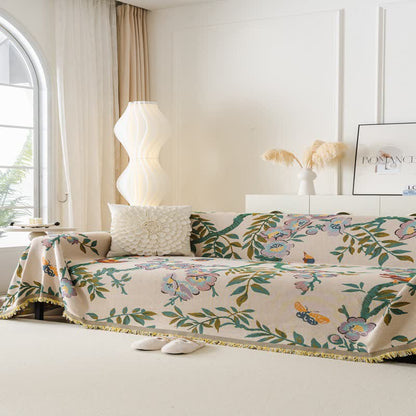 Sofa cover with tassels