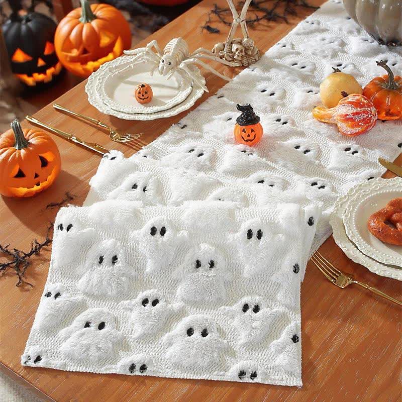 Halloween table runner with ghosts