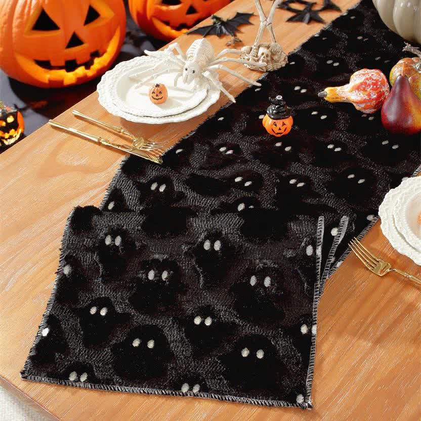 Halloween table runner with ghosts