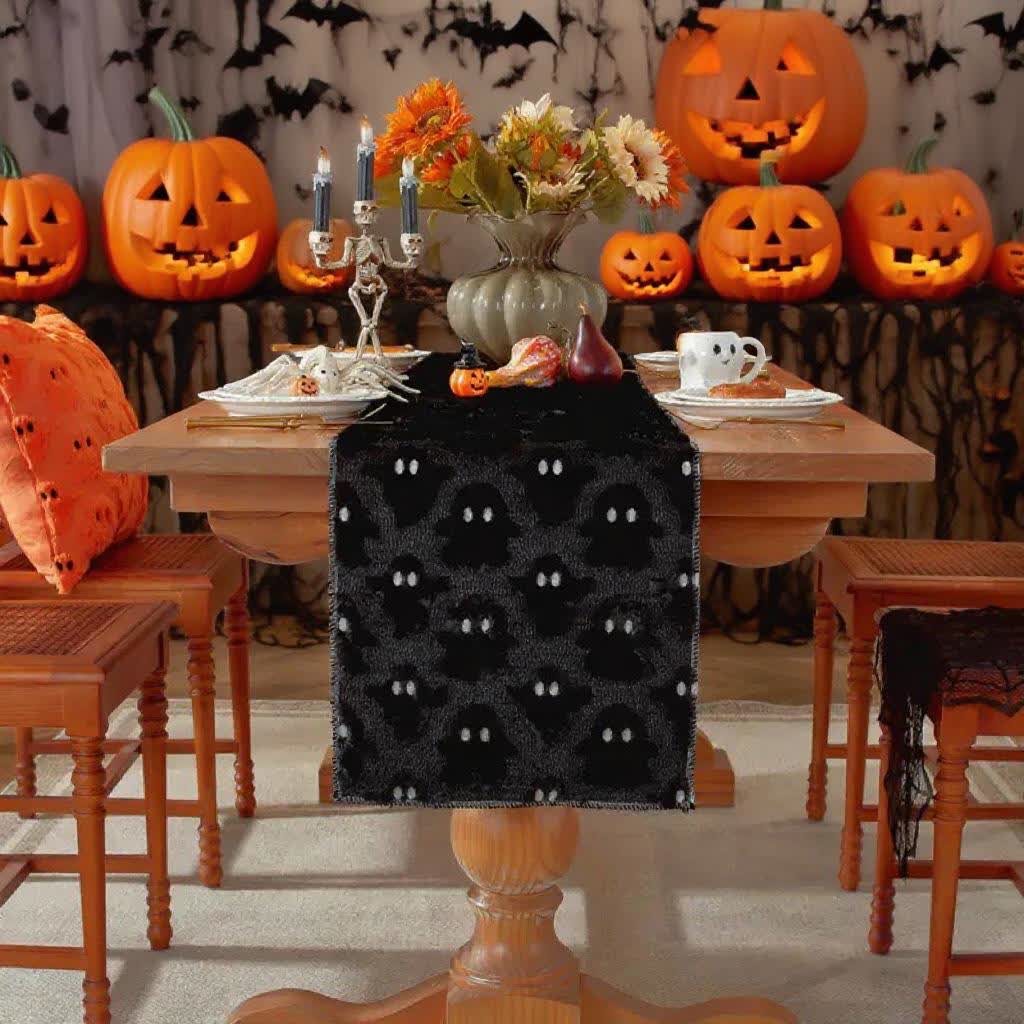 Halloween table runner with ghosts