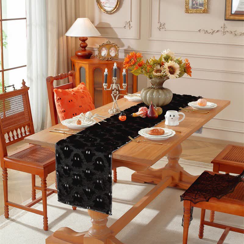 Halloween table runner with ghosts