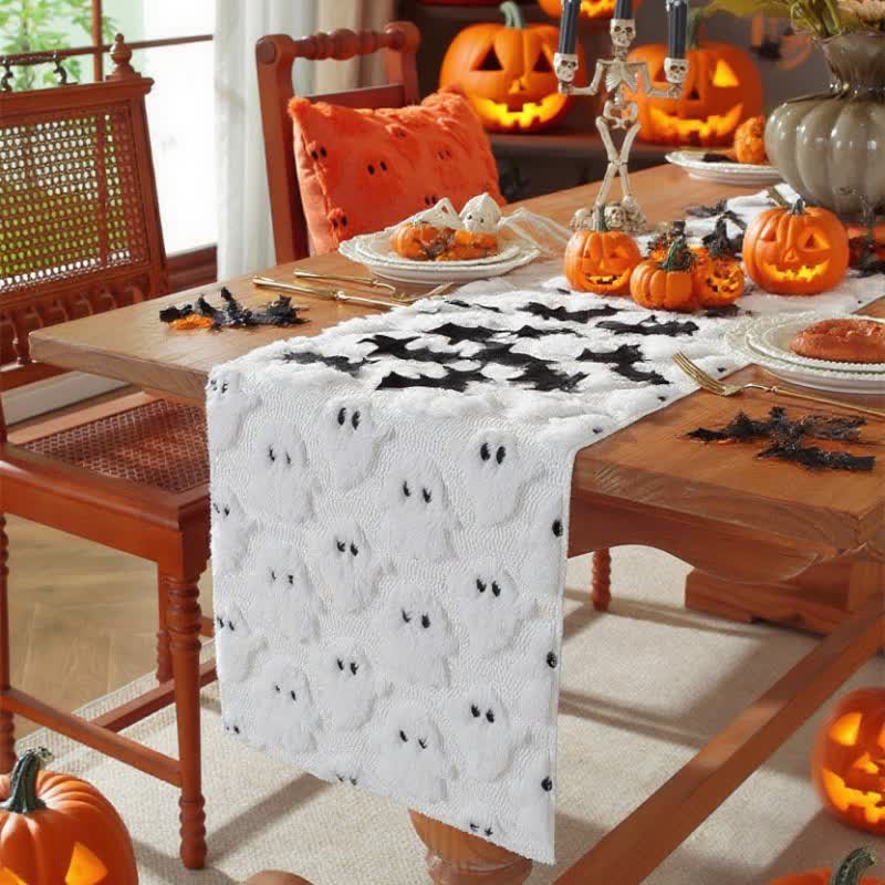 Halloween table runner with ghosts