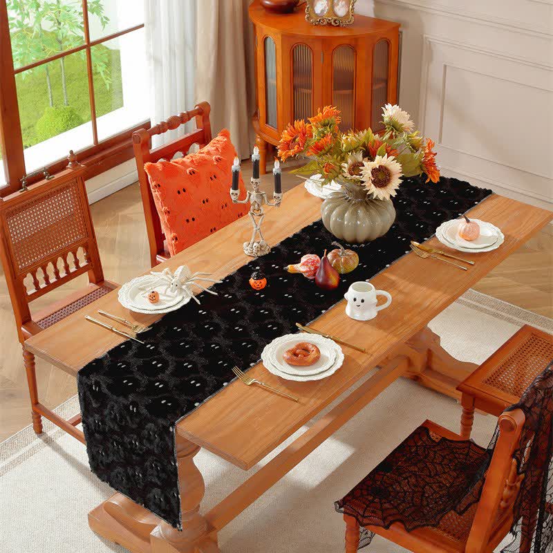 Halloween table runner with ghosts