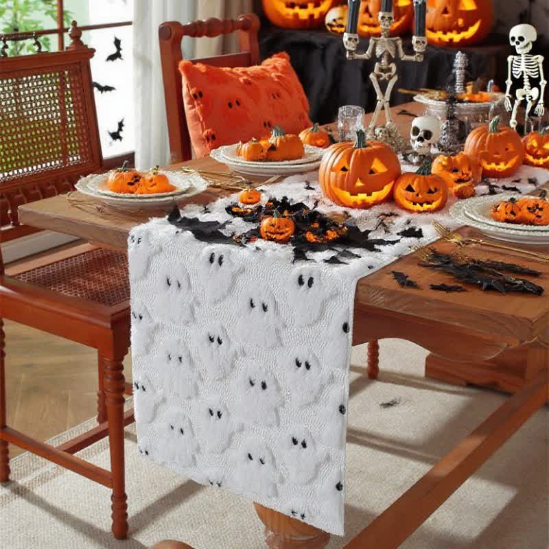 Halloween table runner with ghosts