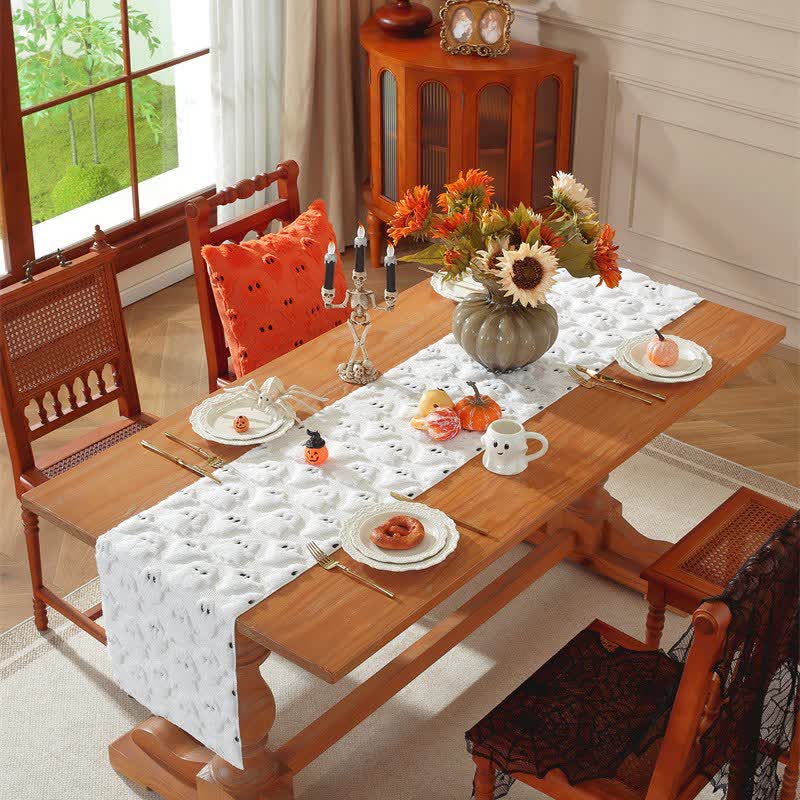 Halloween table runner with ghosts