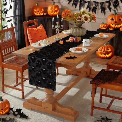 Halloween table runner with ghosts