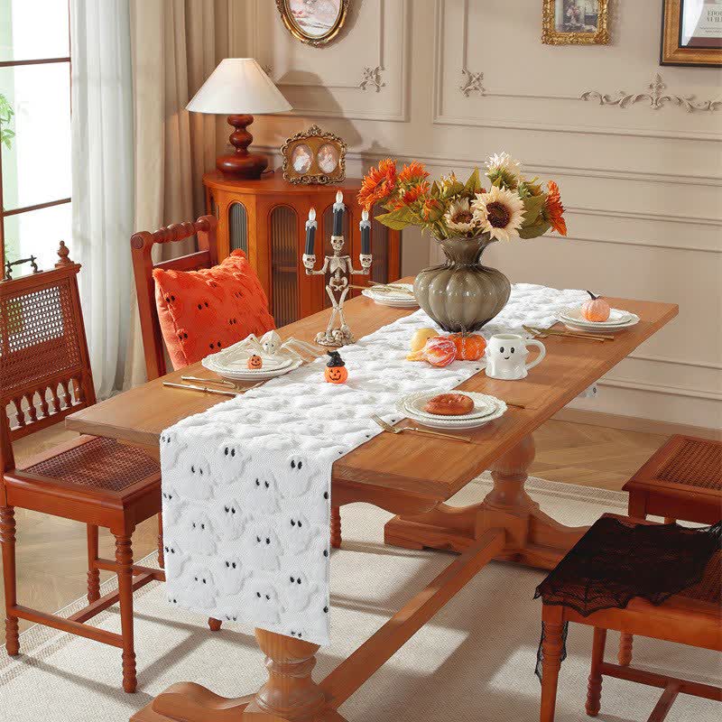 Halloween table runner with ghosts