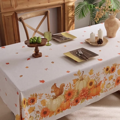 Nappe avec un motif de tournesols et d’écureuils