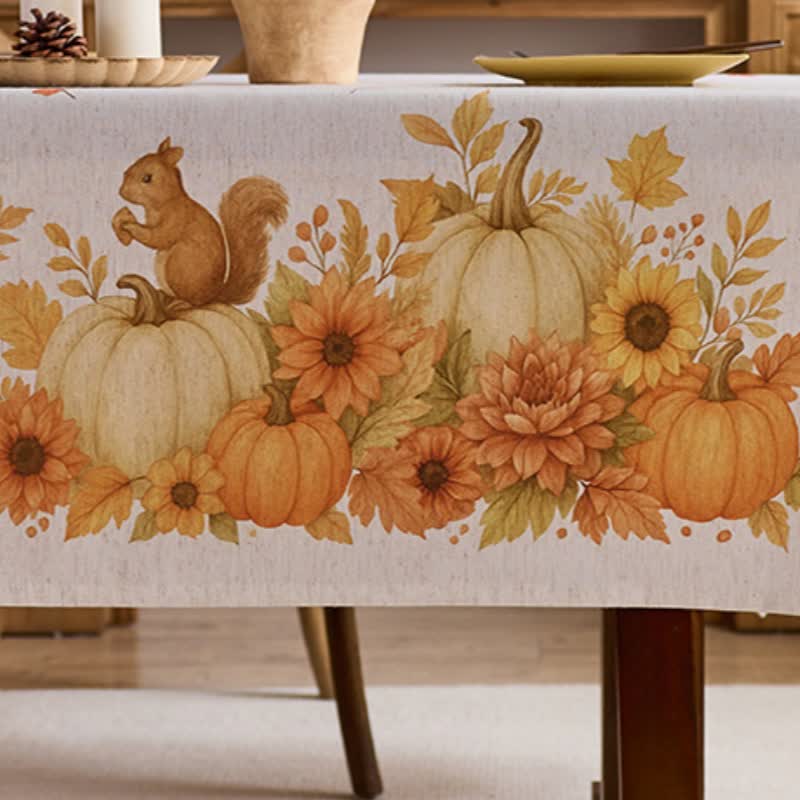 Nappe avec un motif de tournesols et d’écureuils