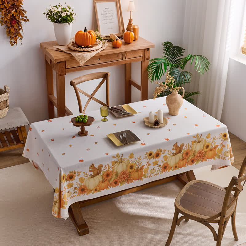 Nappe avec un motif de tournesols et d’écureuils