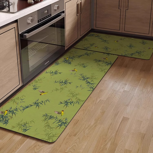 Tapis antidérapant en bambou avec des oiseaux