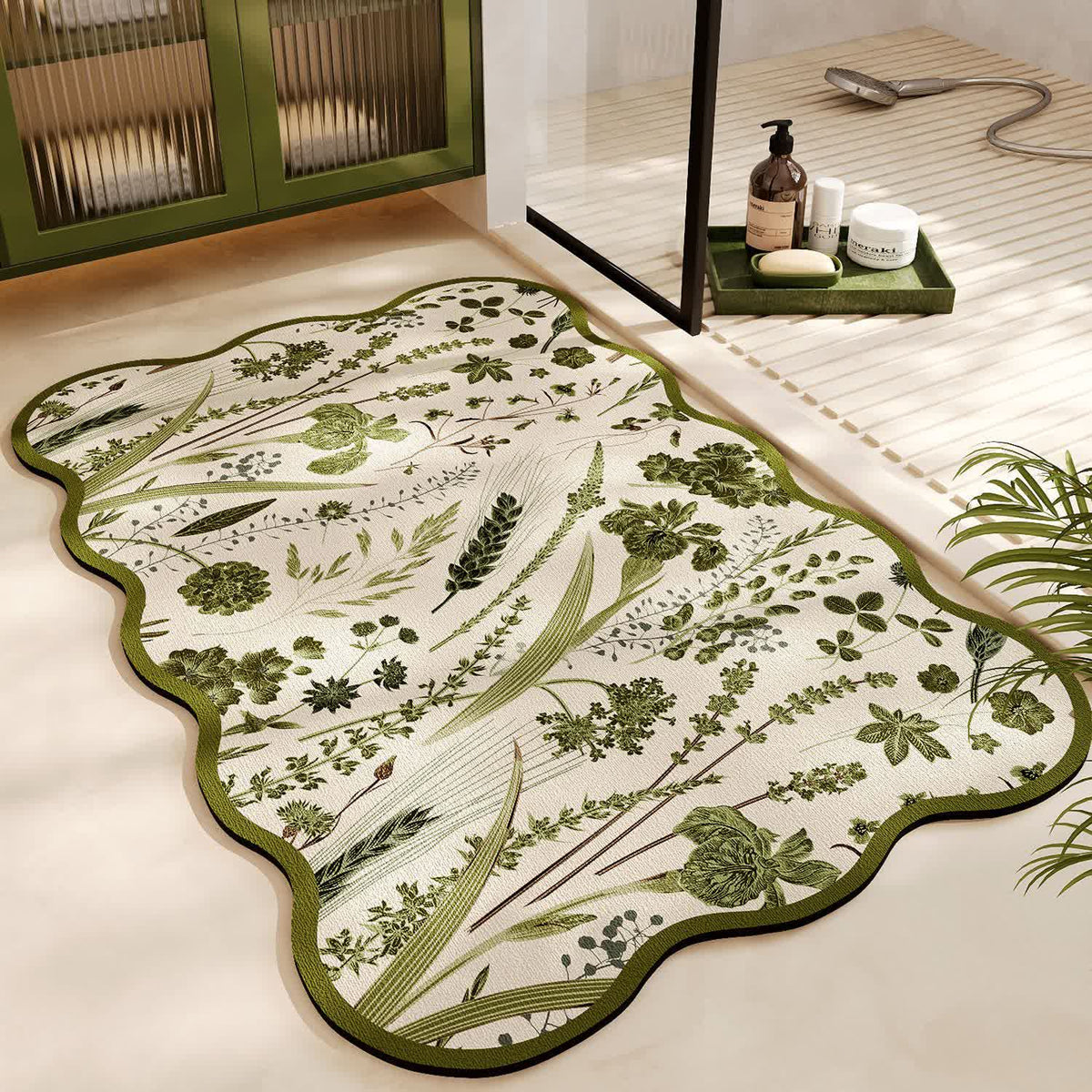 Tapis de salle de bains en terre de diatomée avec motif naturel