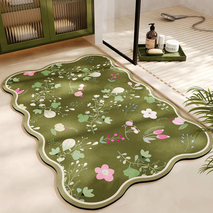 Tapis de salle de bains en terre de diatomée avec motif naturel