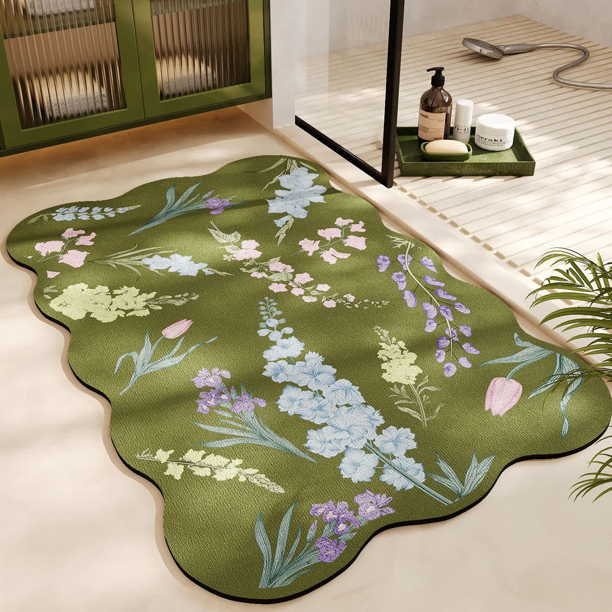 Tapis de salle de bains en terre de diatomée avec motif naturel